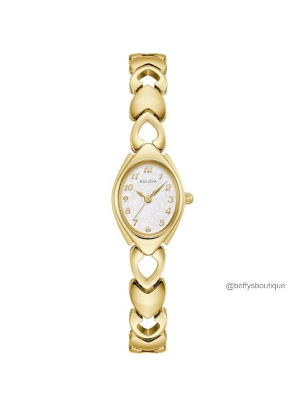 Bulova Ladies Quartz Watch Gold-Tone Stainless Steel Heart Link Bracelet 30M